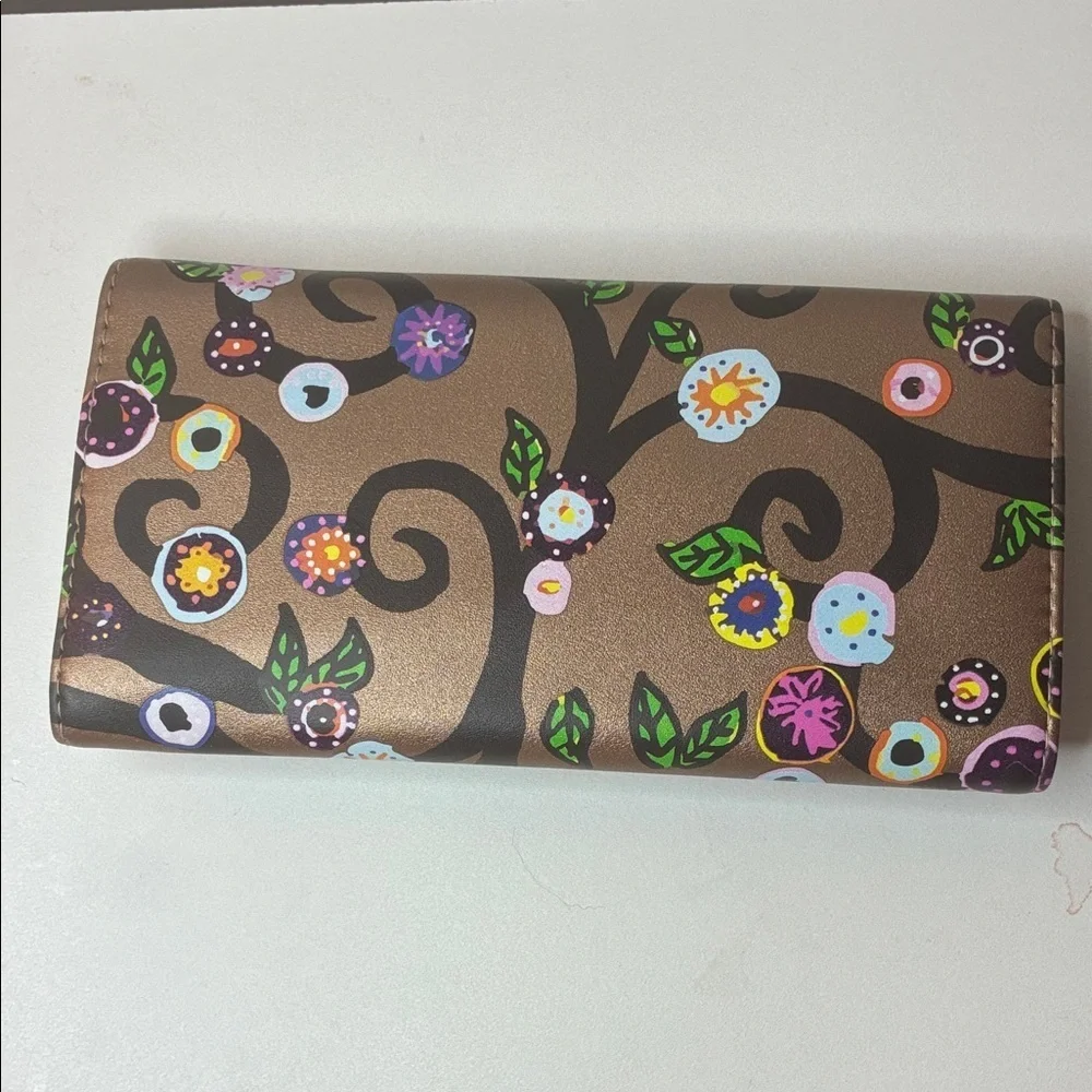 St Jude Rose Metallic Gold Trifold Travel Jewelry Pouch Flower Vine 4”x8”